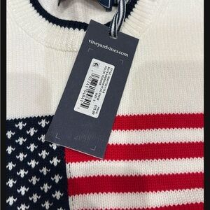 Vineyard Vines Boy's Flag Crewneck Sweater - Red, White, and Blue